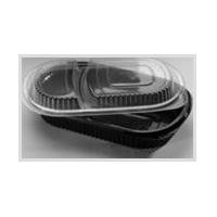 Sachet de 250 barquettes rectangulaires + couvercles 900ml 2 compartiments